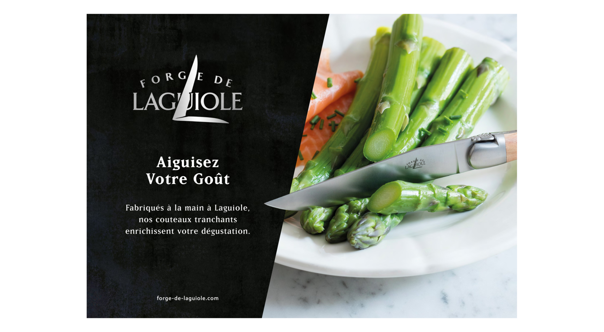 salmon asparagus knife elegant marble plate