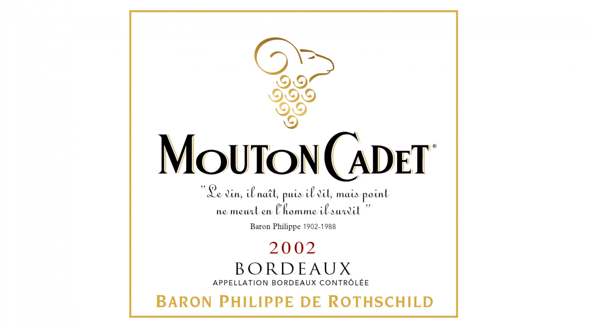 mouton cadet label philippe baron rotschild black gold vin 2002 bordeaux