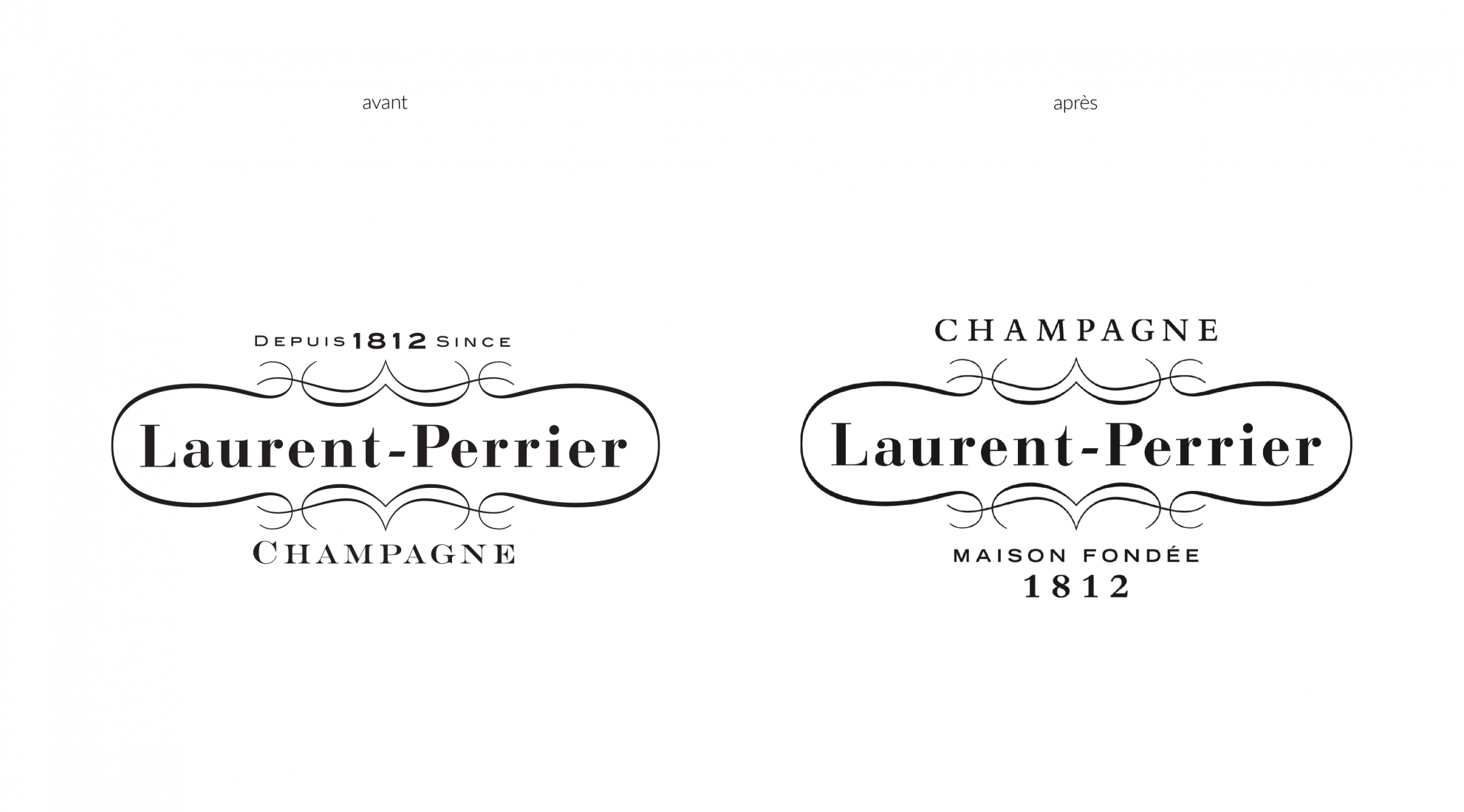 laurent perrier logo before after label maison 1812