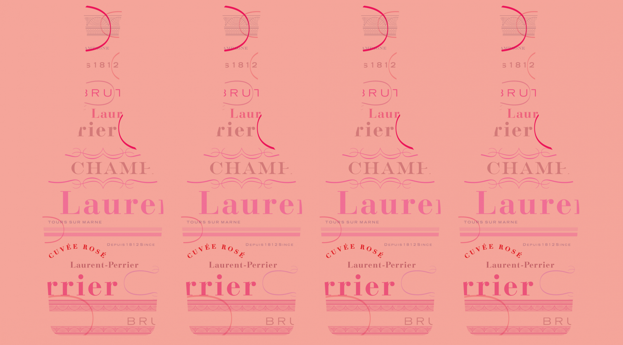 laurent perrier bottle pattern rose champagne graphic