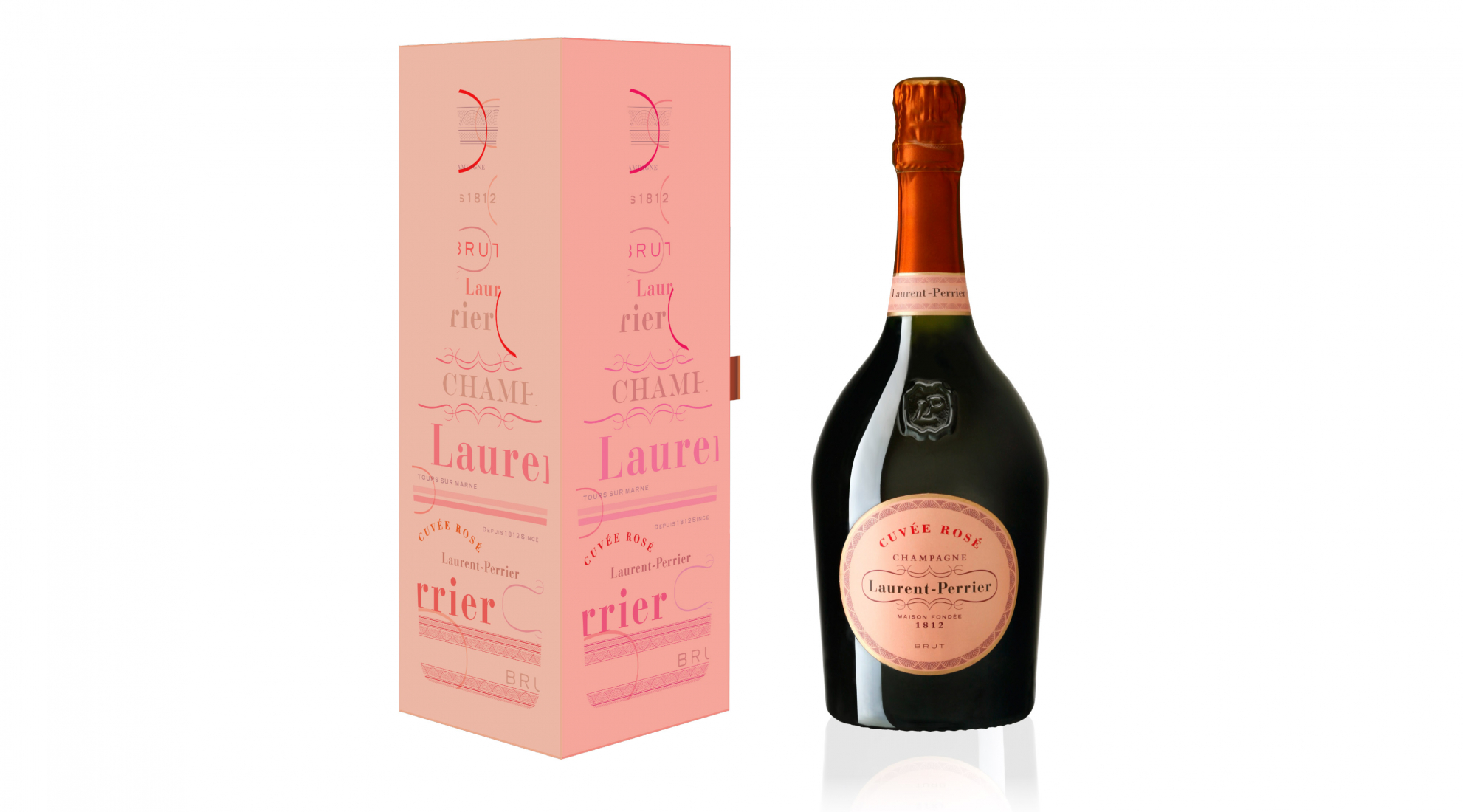 laurent perrier packaging rose shades pattern bottle cuvee label