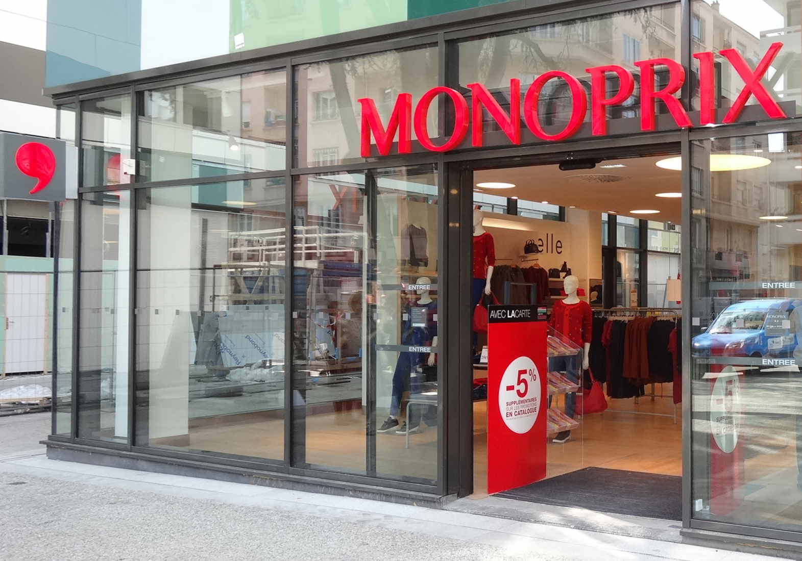 monoprix facade store city bubble red shop